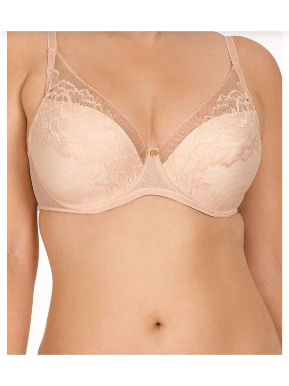Natori Flora Cameo/Cashmere Underwire Plunge Bra Size 36DD Style# 721150